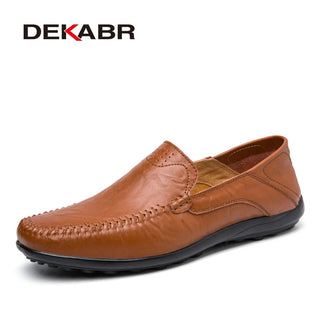 DEKABR Soft Leather Men Loafers New Handmade Casual Shoes Men Moccasins For Men Split Leather Flat Shoes Big size 38-47