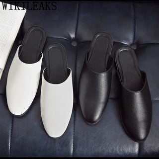 Half Shoes For Men Coiffeur Designer Shoes Men Italian Fashion Mens Shoes Casual Leather Mule Masculino Brand Tenis Masculino