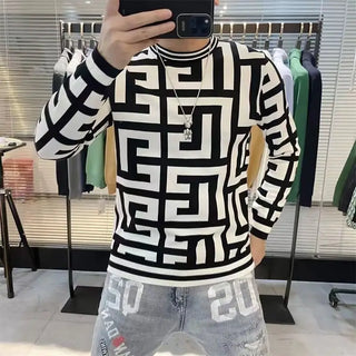 Autumn Winter KPOP Fashion Style Harajuku Slim Fit Ropa Hombre Loose Casual All Match Tshirts O Neck Printed Long Sleeve Tees