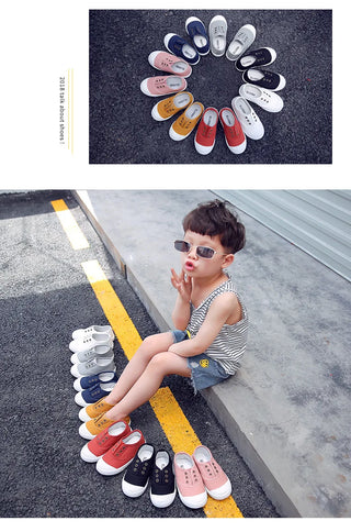 2023 Spring Summer Kids Shoes For Boys Girls Insole 13.5-18CM Candy Color Children Casual Canvas Sneakers Soft Fashion Shoes