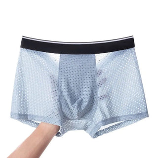 4/8Pcs/Men's Underwear Ice Silk Sexy Boxer Shorts Mid-waist Breathable Men's Underwear Mesh Comfortable Soft Shorts Men Plus 5XL