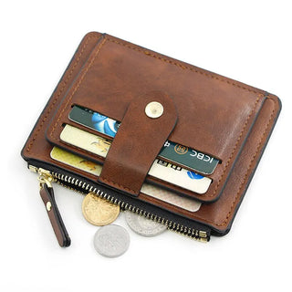 Men Fashion Credit ID Card Holder Wallet Male Slim Leather Wallet with Coin Pocket Brand Designer Brown Business Purse
