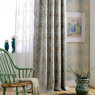 European Damask Curtains for Living Dining Room Bedroom Luxury Jacquard Blind Drapes Window Panel Fabric Shading 70% Custom