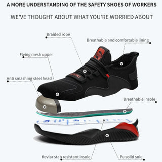 Indestructible Shoes Men Safety Work Shoes with Steel Toe Cap Puncture-Proof Boots Lightweight Breathable Sneakers Dropshipping