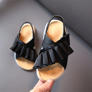 GT-CECD Sandals For Girls 2023 Summer Toddler Kids Shoes Leather Cute Ruffles Soft Sole Fashion Baby Children Sandals EU 21-30