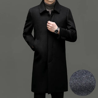 Autumn Winter New Men's Jackets Brand Middle-aged Business Casual Long Coat Thicken Gray Wool Coats Classic Fashion Overcoat Men