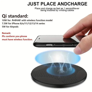 10W Wireless Charger Pad Ultra-thin Mobile Phone Station For iPhone 14 13 12 11 Samsung Xiaomi
