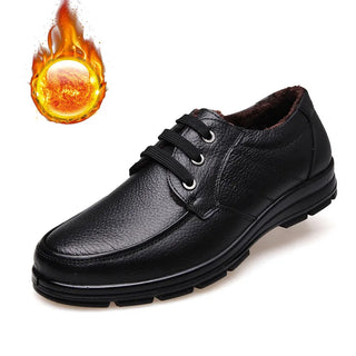 Genuine Leather Shoes Men Winter Shoes Brand Loafers Warm Plush Leather Loafers Mens Casual Shoes Male High Quality Black A444