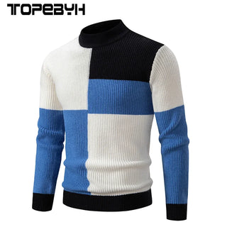 High Quality Men's New Autumn and Winter Casual Warm Neck Sweater Knit Pullover Tops  Warm Man Clothes