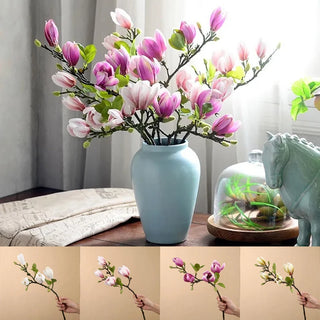 Artificial Flowers Simulation Magnolia Branch For Home Living Room Decoration Silk Flower Bouquet Table Wedding Party Decor