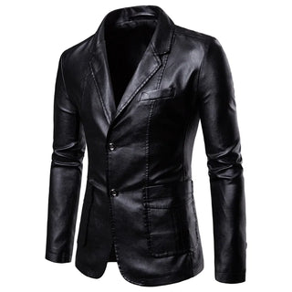 Men's Lapel Leather Dress Suit Coat