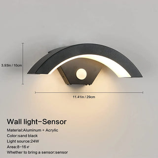 LED Outdoor Wall Lamp, Street Lamp, With Motion Sensor, Aluminum Body, Weatherproof, 220V,  for Porch or Gardens Lighting
