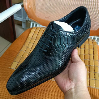 High Quality Genuine Leather Shoe For Men Oxford Lace Up Handmade Brogue Black Shoes Office Business Formal Shoes For Men