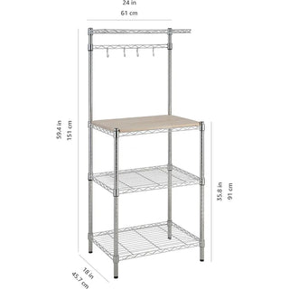 Kitchen Storage Baker's Rack with Removable Top, Chrome/Beige, 18"D x 24" W x 59"H, organizer kitchen