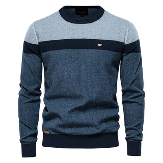 Spliced Cotton Pullover Knitted Sweaters