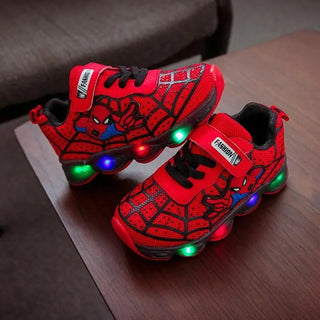 Disney Glowing Sneakers Spiderman for Boys Girls 2022Anime Fashion Kids Shoes Led Light Up Breathable Sports Running Shoes