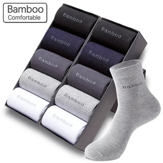 10 Pairs / Lot Men Bamboo Fiber Socks Anti-Bacterial Breatheable