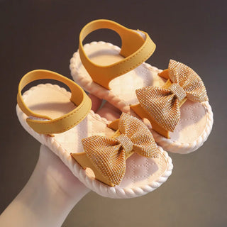 KAMUCC Summer Kids Shoes Fashion Sweet Princess Children Sandals for Girls Toddler Baby Soft Breathable Hoolow Out Bow Shoes