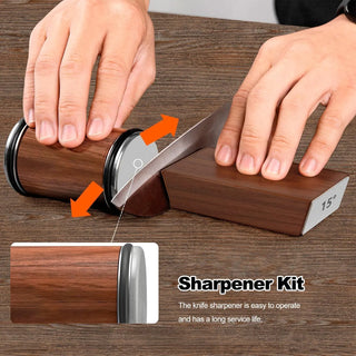 Rolling Knife Sharpener Kit 15-20 Degrees Diamond Rolling Wheel Sharpening Stone Wood Magnetic Knife Holder Kitchen Accessories