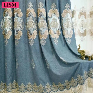 European Chenille Curtain for Living Room and Bedroom Embroidered Hollow Nordic Modern Decor Custom Multicolor Valance Elegant T