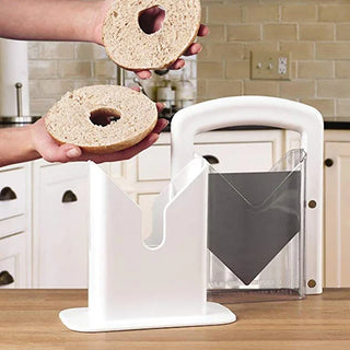 Manual Bread Slicer Bagel Guillotine Slicer Stainless Steel with Safety Handle Household Toast Slicer Kitchen Bakery Accessories