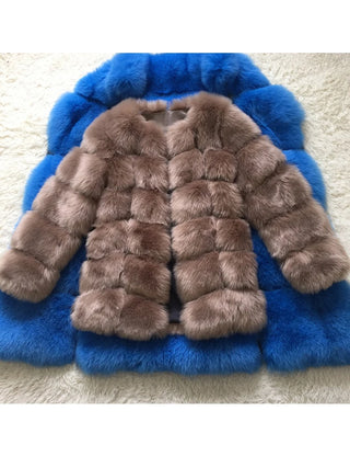 Long Luxury Faux Fur Coat.