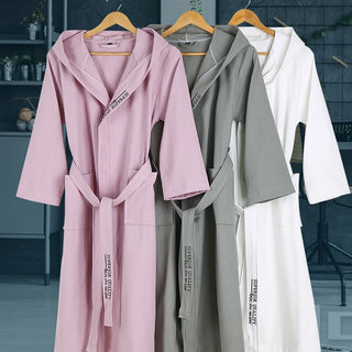 Cotton Men Bathrobe Stain Robe Man's Sleepwear Hooded Soft Nightgown for Male Pajamas Gown Lounge Wear Nature Bamboo Summer