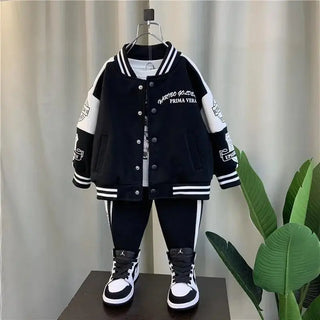 Kids Tracksuit 2023 Autumn Winter Kids Clothes Boy Sport Suits Long Sleeve Single Breasted Letter Coat Pants 2Pcs Clothing 2-10Y