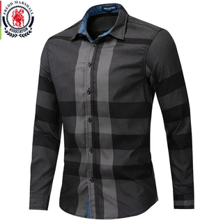 Fredd Marshall 2023 New Fashion Random Plaid Shirt Men Long Sleeve Casual Business Shirts Tops 100% Cotton Chemise Homme 199