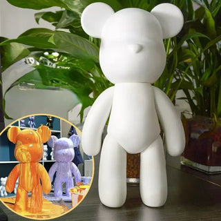 Fluid Bear DIY Fluid Bear Sculpture Handmade Violent Bear Bearbrick White Blank Mold Doll Toy Desktop Decoration Accessories New