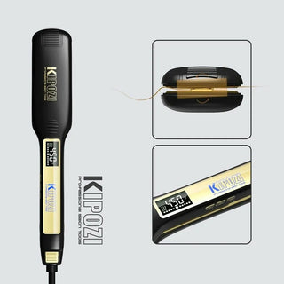 KIPOZI Professional Titanium Flat Iron Hair Straightener with Digital LCD Display Dual Voltage Instant Heating Curling Iron