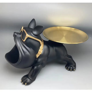 Cool French Bulldog Butler Décor with Tray Big Mouth Dog Statue Home Décor Storage Box Animal Resin Sculputre Figurine Art Gift