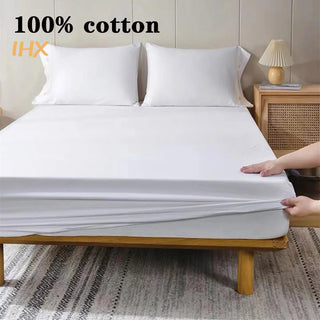 100% Cotton Fitted Bed Sheet with Elastic Band Solid Color Anti-slip Adjustable Color Green