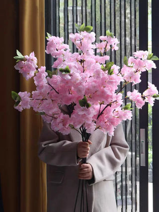 Artificial Cherry Blossom Pink White Cherry Tree Silk Flower Spring Cherry DIY Bonsai Arch Wedding Props Home Decoration