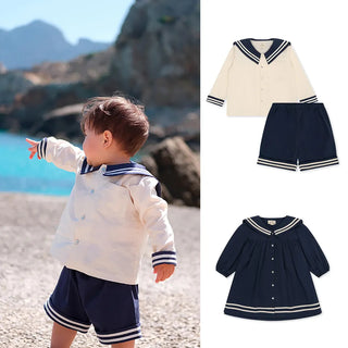 Baby Boy Girl Navy Clothes Long Sleeve Sailor Suit Newborn Clothing Set