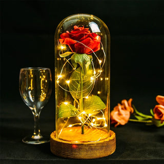 Gifts for Her Beauty and The Beast Eternal Rose In Glass Dome Artificial Forever Flower LED Light Mothers Day Gifts for Women