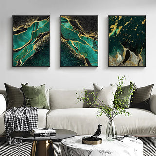 Marble Abstract Picture Canvas Painting Wall Art Green Gold Luxury Pattern Poster and Print Modern Home Decor Living Room Design