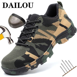 Camouflage Safety Shoes Men Work Boots Steel Toe Shoes Anti-piercing Work Shoes Safety Boots Breathable Men Shoes Sneakers