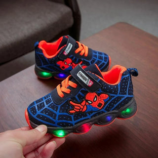 Disney Glowing Sneakers Spiderman for Boys Girls 2022Anime Fashion Kids Shoes Led Light Up Breathable Sports Running Shoes