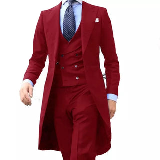 Men Suit Gentle Tuxedo Prom Blazer Custom 3 Pieces (Jacket+vest+Pants)