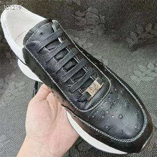 Men Casual Lace-up Walking Sneakers Genuine Exotic Leather