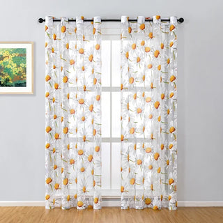 BILEEHOME Sheer Sun Floral Drapes Sheer Window Curtains for Living Room the Bedroom Kitchen Modern Tulle Curtains Fabric Blind