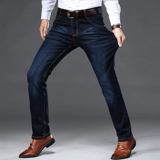 42 44 Spring and Autumn New Classic Men's Large Size Jeans Fashion Business Casual Stretch Slim Black Blue Men's Brand Pants