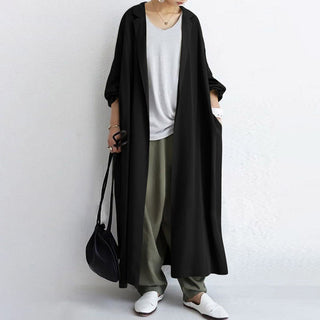 Fashionable Chinese Style Solid Color Long Trench Coat